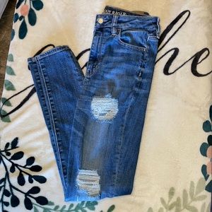 Blue Distressed Skinny Jeans